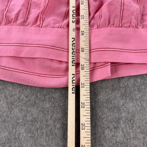 Madewell Blouse Womens Medium Pink Striped Wrap Tie Waist 3/4 Sleeve Cotton - Picture 10 of 11